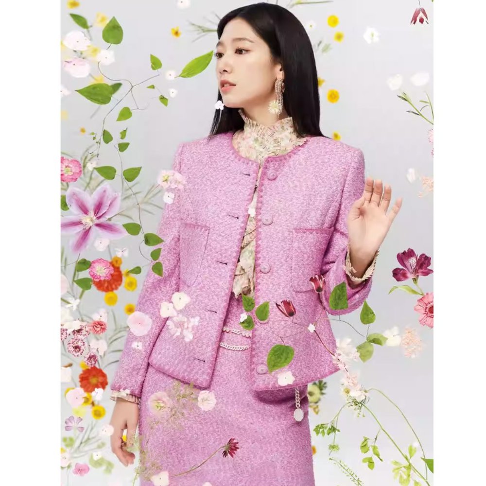 Korean Fashion Brand Mojo.S.Phine Pink Jacket and Skirt Set